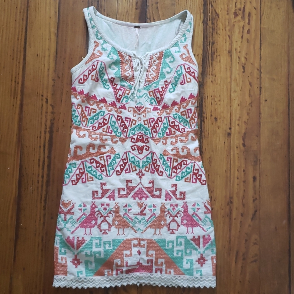 Free People cross stitch mini dress size 0